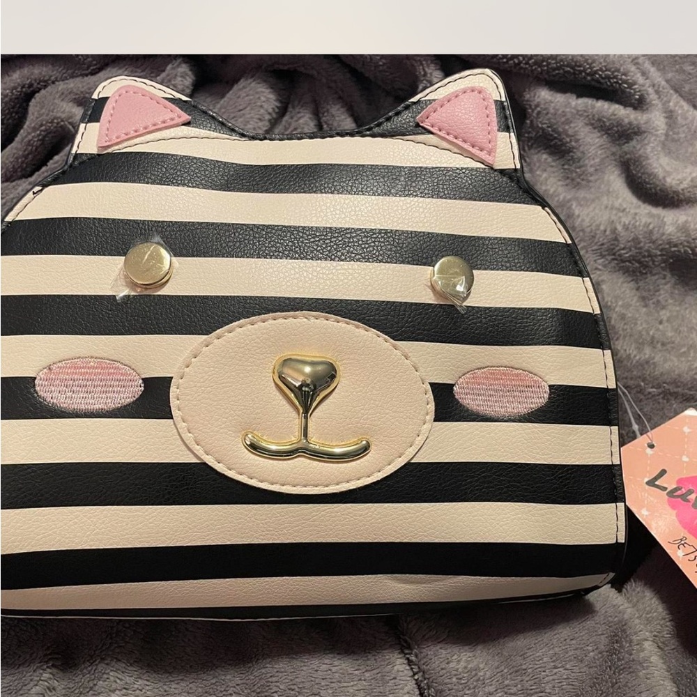 NWT Betsey Johnson Striped Cat Face Crossbody Bag